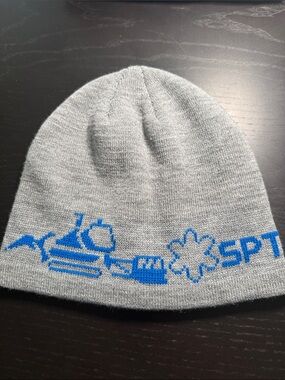 Gray winter Beanie with Blue Snowflake Accent